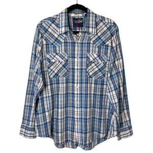 Vintage Gap Men's Plaid Pearl Snap Front Western Shirt Retro Americana Size XL